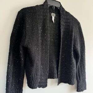 Poof Black Cropped Sequin Cardigan Sweater Size Medium